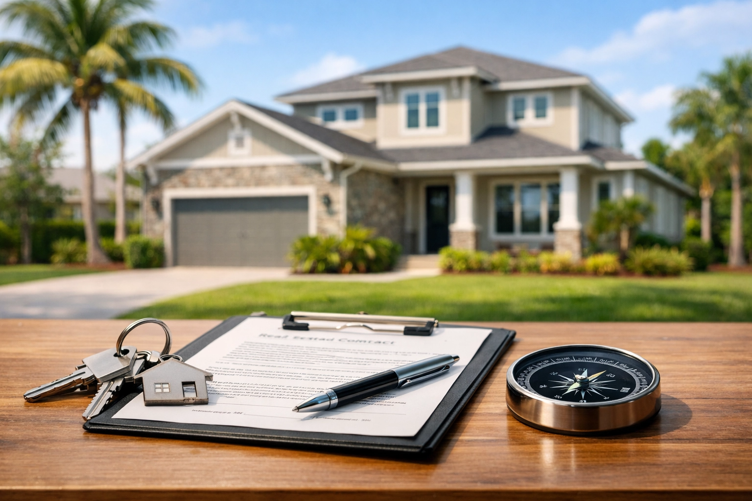 A home with a clipl board and compass to navigate CDD HOA fees Fernandina Beach Nassau County